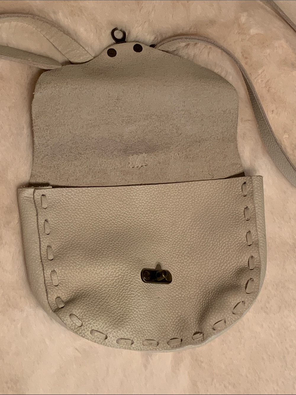 Free People Leather Crossbody Small Purse Vintaged Ivory - Picture 6 of 14